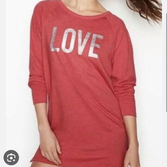 Victoria's Secret Gray Love Graphic Sleep Pajama Shirt NEW - Picture 8 of 8